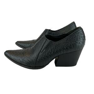Matisse Madeleine Snakeskin Heeled Ankle Shootie Black Women's Size 7.5